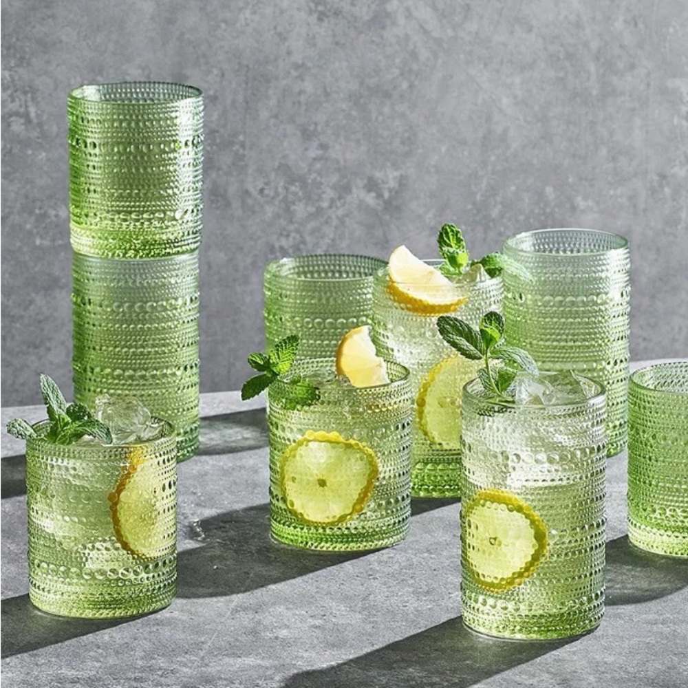 Vintage Drinking Glasses (6) & glass straws NIB